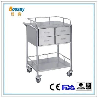 Stainless Steel Nursing Cart Treatment Hospital Trolley