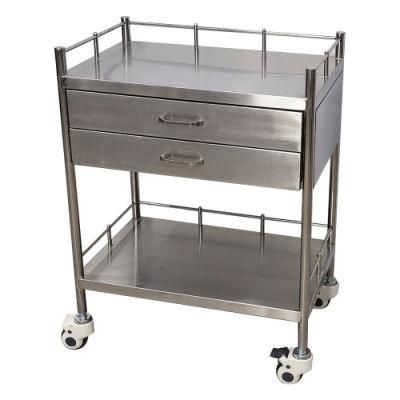 Swivel Casters Treatment Liaison Stainless Steel Medical Cart Hospital Trolleys