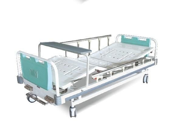 economic Two Function Manual Two Shake Hospital Nursing Bed ABS Bed Head Medical Furniture Patient Bed with Wheels