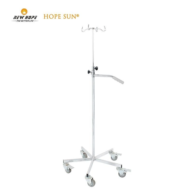 HS5817 Adjustable Chromed Metal Hospital Furniture Infusion IV Drip Stand with Handle