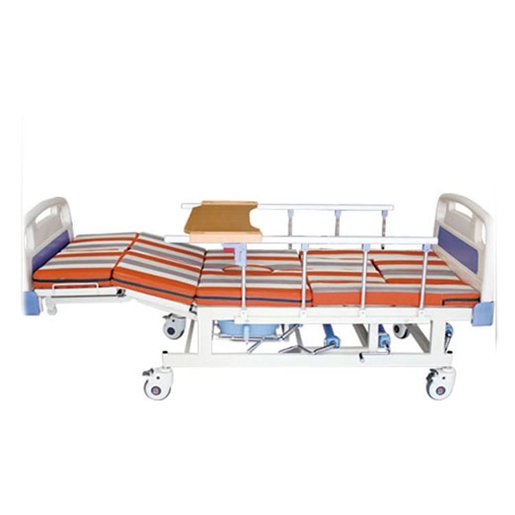 Medical Furniture Homecare Multi-Function Manual Hospital Nursing Bed with Toilet