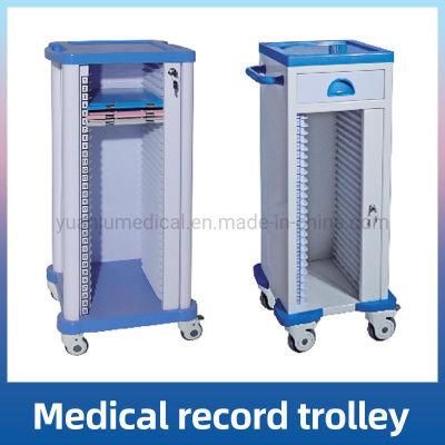 Noiseless Casters ABS Patient Medical Trolley Cart for Record Documents Trolley with or Without Drawer