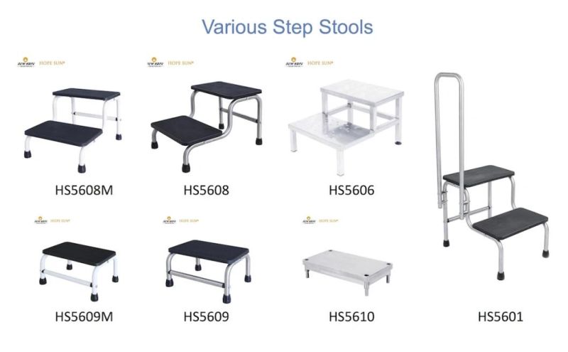 HS5606 Double Layer Stainless Steel Footstool Hospital Clinic Two Steps Foot Stool