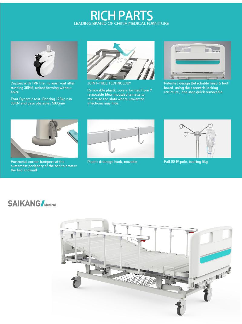 Y3w6c Manual Hospital Bed with Folding Dining Table for Paralyzed Patient