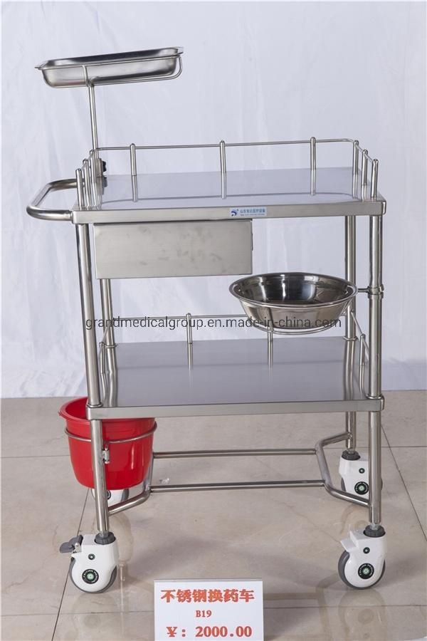 Best Quality Stainless Steel Medical Cart Surgical Dressing Trolley