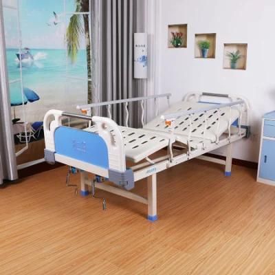 Two Function Two Stainless Steel Fold Crank Manual Hospital Nursing Bed
