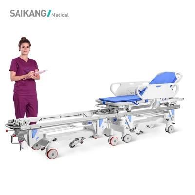 Skb041 Saikang Factory Wholesale 2 Function Foldable Patient Transport Operation Connecting Trolley Manufacturers