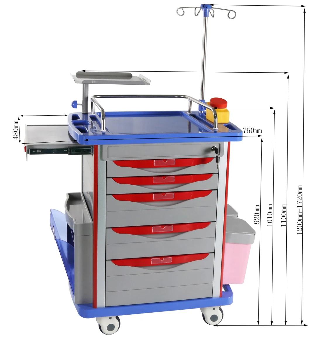 Hospital Furniture Emergercy Trollery ABS Trolley Mst-ABS25 with IV Pole