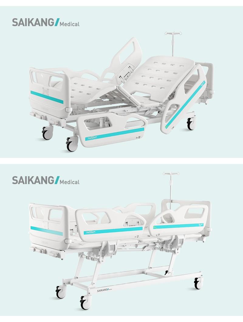 V3V5c Saikang Durable Movable ABS Siderails 3 Function Stainless Steel Medical Manual Hospital Bed with Infusion Pole