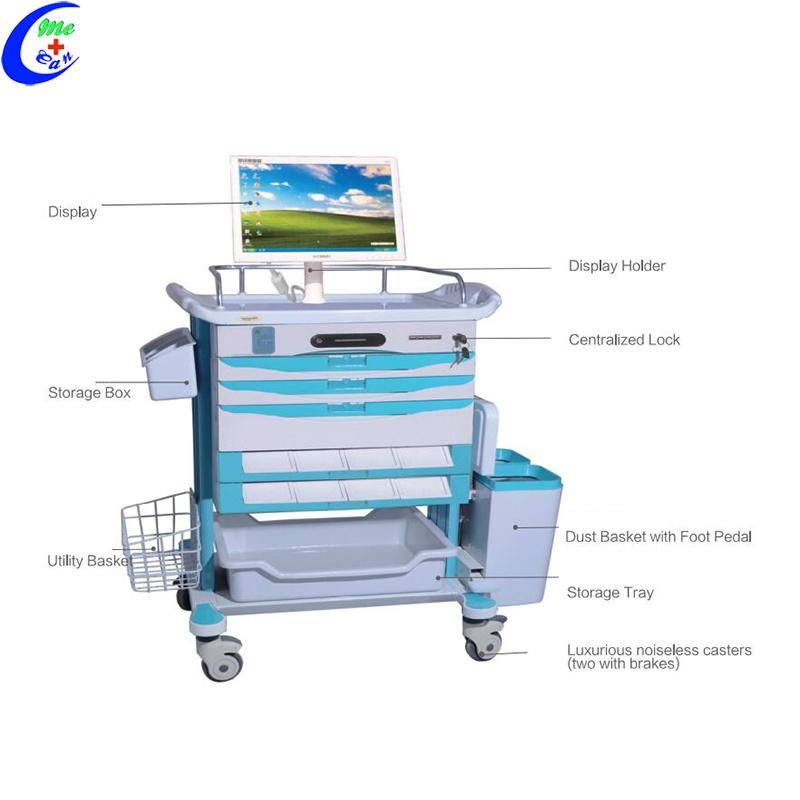 Medical Emergency Drugs Trolley Wireless Nursing Trolley