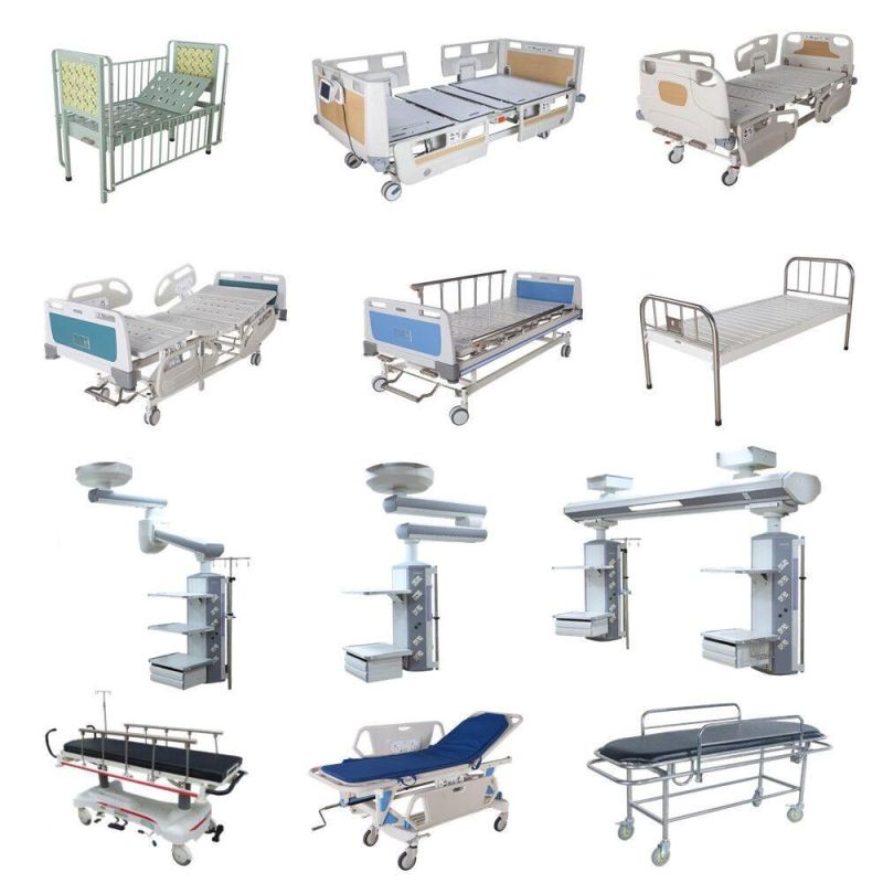 Environmentally Friendly ABS Engineering Plastic Medical Trolley of Hospital Bed with Height Adjustable Table