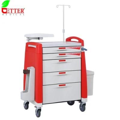 Hospital Furniture Medical Rescue ABS Emergency Crash Cart for Medicine/Medication/Treatment/Nursing/Ambulance