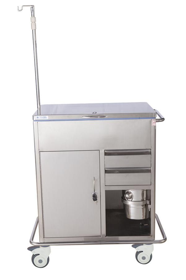 Stainless Steel Medical Emergency Cart Hopsital Anesthesia Half Closed Trolley