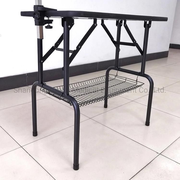 Adjustable Height and Equipped with Folding Legs Pet Equipment Black Color Pet Beauty Table