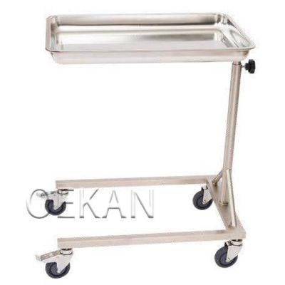 Hospital Stainless Steel Medical Instrument Trolley Stands Height Adjustable Table