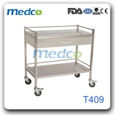 ODM OEM Hospital Stainless Steel Medical Nursing Treatment Trolley Cart with Drawer