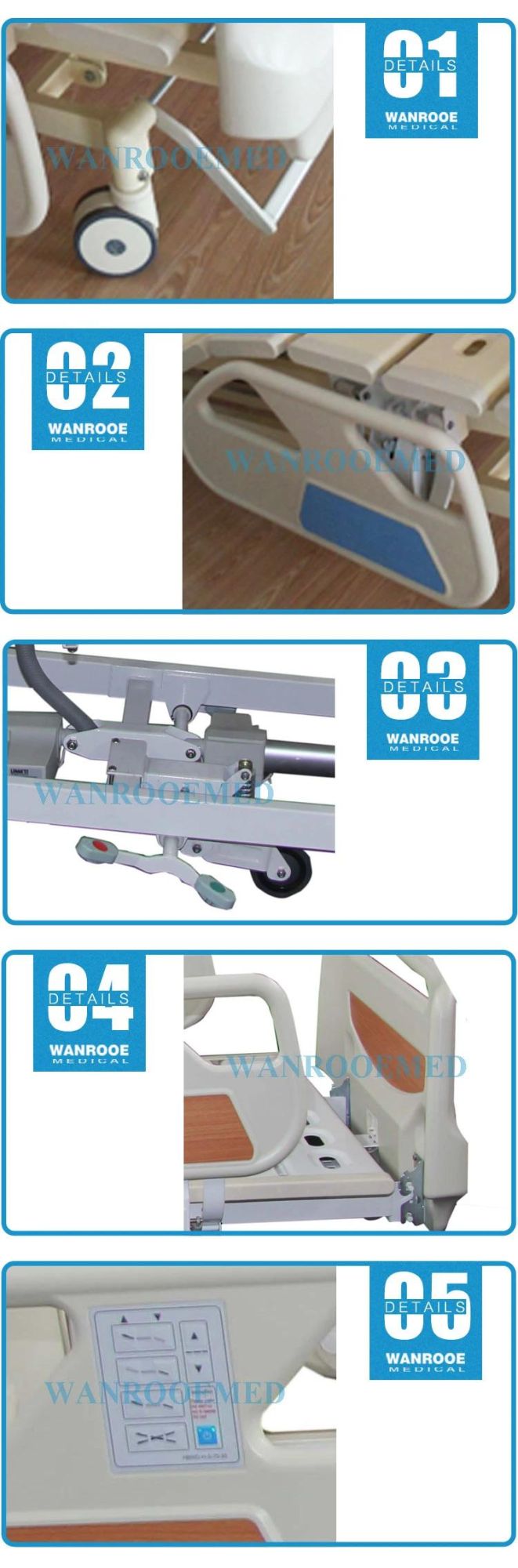 Bae502 Multifunction Aadjustable Hospital Electric ICU Bed