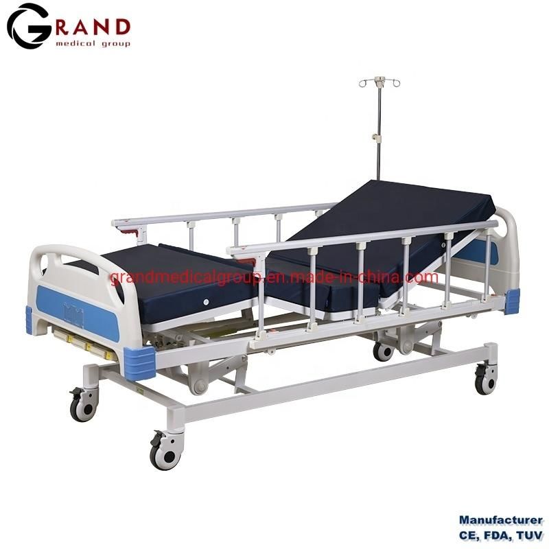 Long Service Life Medical Equipment Hospital Adjustable Patient ICU Manual Three Funtions Nursing Care Bed