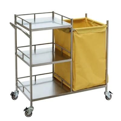Stainless Steel Hospital Dirty Linen Trolley Medical Waste Trolley