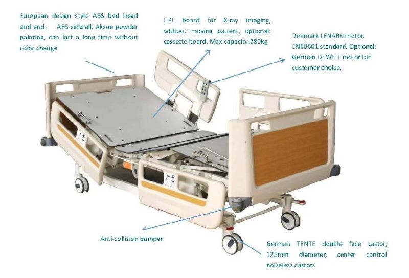 Electric Multi Function Hospital Lifting Patient Nursing Bed Medical ICU Bed for Hospital Hospital Furniture
