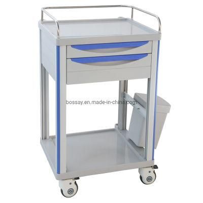 Hospital Simple Emergency ABS Nursing Trolley with Lid Dustbin