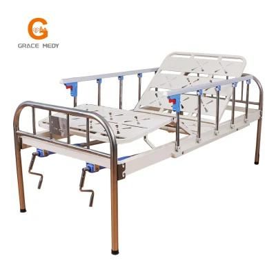 Medical/Patient/Nursing/Fowler/ICU Bed Manufacturer ABS Two Cranks Manual Hospital Bed with Mattress