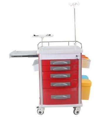 High Quality Cheap Mobile ABS Drugs Hospital Medical Crash Cart Plastic Emergency Trolley
