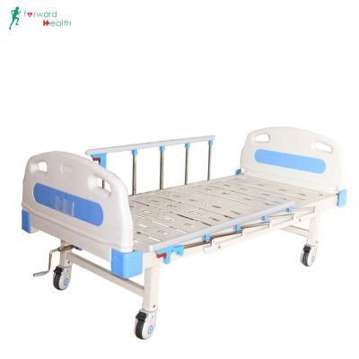 Medical/Patient/Nursing/Fowler/ICU Bed Manufacturer ABS One Cranks Manual Hospital Bed with Mattress and I. V Pole