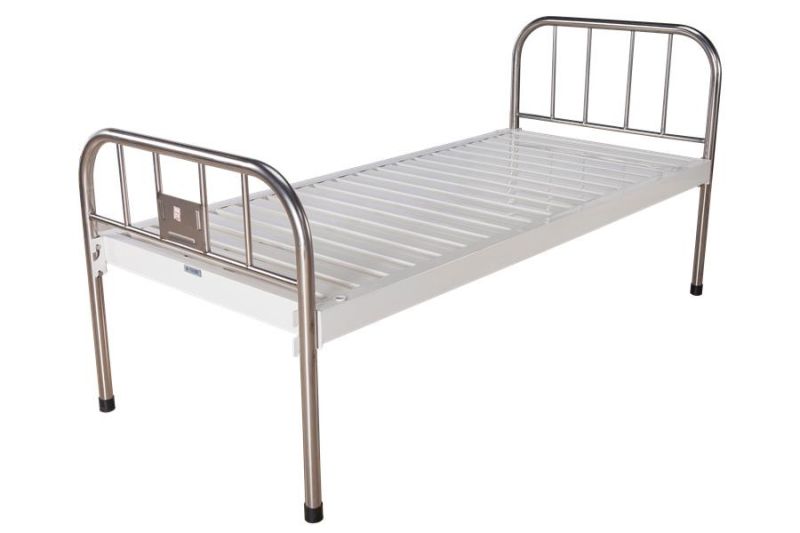 Best Selling Hospital Furniture Stainless Steel Manual Head Strip Type Double Shake Patient Bed Double Function Nursing Bed