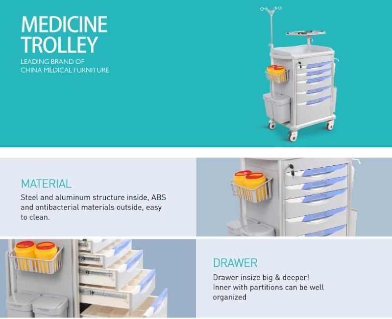 Wholesale ABS Manufacturers Anesthesia Drugs Clinic Medical Emergency Trolley