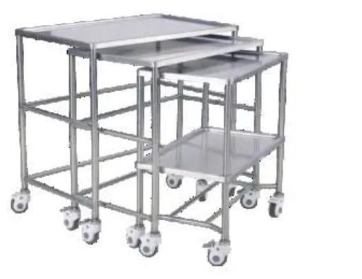 Clinic Furniture Stainless Steel Medical Tray Mobile Stand Surgical Mayo Table Medical Medicine Trolley with Lockable Wheels