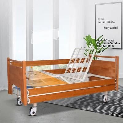 Hot Selling Multifunctional Nursing Bed Home Wooden Long-Term Bedridden Elderly Patient Lift Guardrail Lift Back Leg Hospital Bed