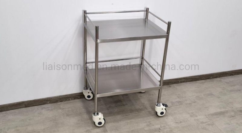 Mn-SUS052A Size Customized Double Layers Stainless Steel Treatment Trolley