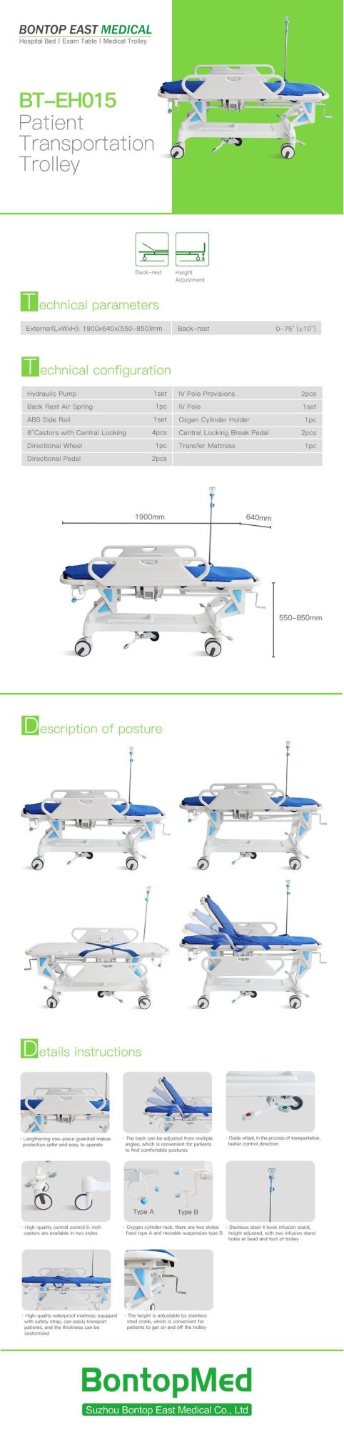 Medical Equipment Ambulance Patient Emergency Transfer Trolley Stretcher