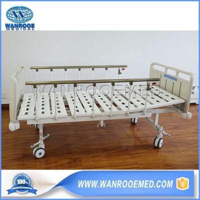 Bam203 Medical ABS 2 Cranks Manual Folding Patient ICU Nursing Care Sick Bed with L-Shaped Guardrail