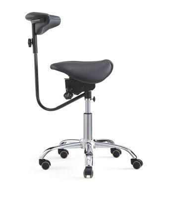 Split Seat Saddle Stool Medical Deatl Assistant Chair with Swivel Armrest