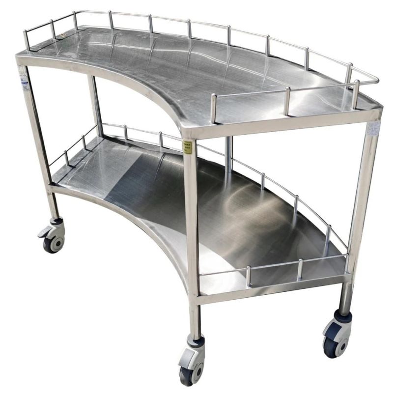 Factory Comfortable Medical Stainless Steel Hospital Instrument Trolley for Sale