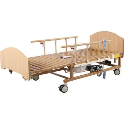 Sk-D07-1 Adjustable Hospital Electric Wooden Medical Bed with Casters