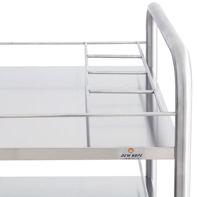 HS6123 Stainless Steel Professional 3 Layers Medical Hospital Instrument Trolley with Fence