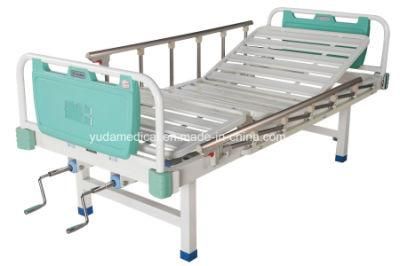 Manufacture Price Manual Two Function Hospital Bed with IV Pole Dual Crank