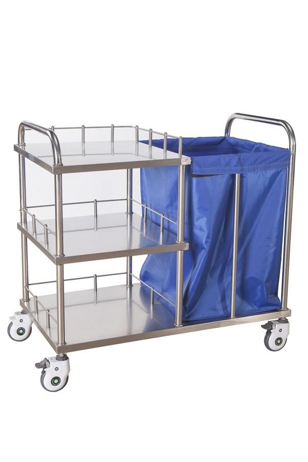 Hospital Furniture Mobile Medical Stainless Steel Cleaning Nursing Trolley Dirt Cart