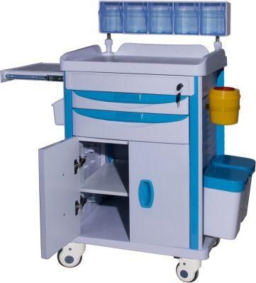 Mn-AC008 CE&ISO Hospital Furniture Nursing Trolley Anesthesia Cart with Brakes