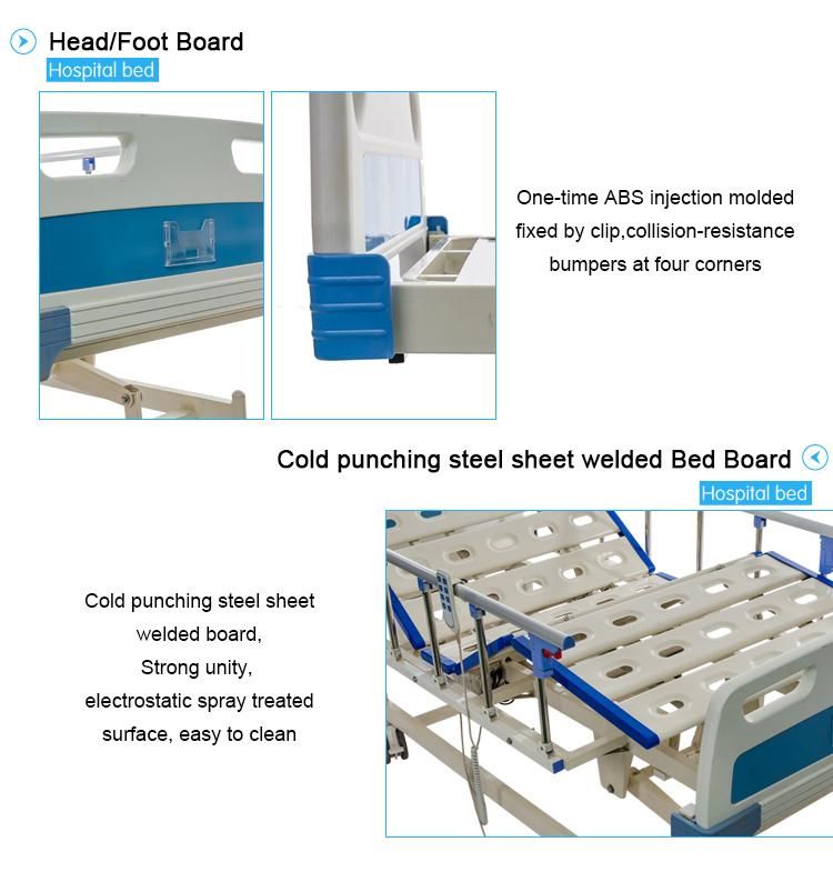 Hospital Use 3-Function Electric Patient Bed with Bedside Cabinet Optional