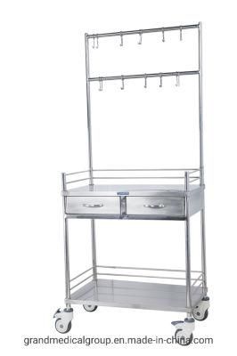 Hospital Medical Treatement Cart Stainless Steel Transfusion Trolley