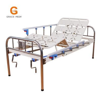 Cheap Flat Hospital Bed Medical 2 Function Manual Hospital Patient Bed with Double Cranks