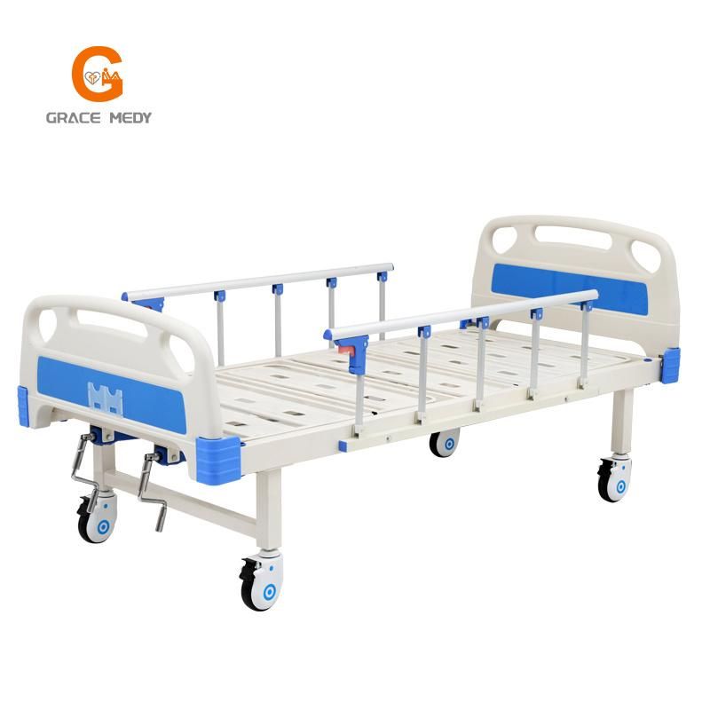 Medical Furniture Manual Patient Nursing 2 Function Adjustable Hospital Bed with Casters