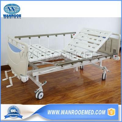 Bam203 L-Shaped Guardrail Medical ABS 2 Crank Manual Hospital Patient Nursing Bed for Elderly