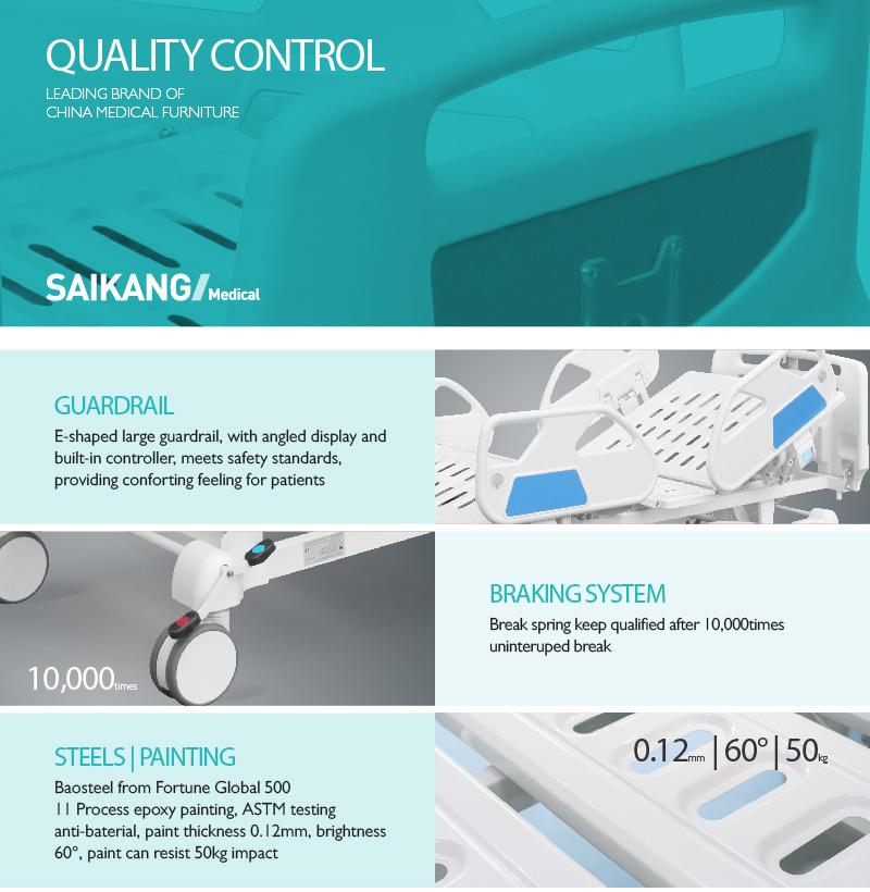 B5e8y-Sh Specifications of Hospita Automatic Electric 3 Functions Bed with Casters Manufacturer