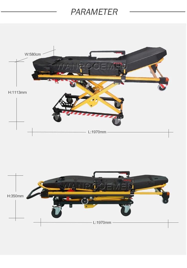 Ea-3ad Hospital First-Aid Electric Adjustable Aluminum Folding Transfer Ambulance Stretcher