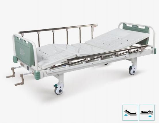 Hospital Equipment Factory ABS Manual Double Shake Nursing Patient Bed